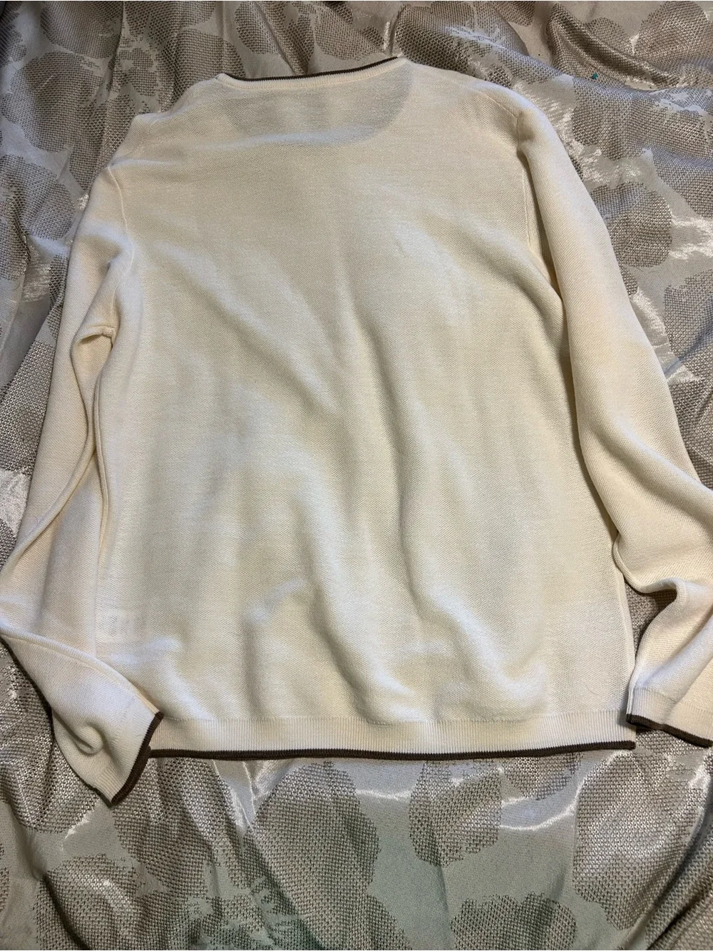 Jack Victor Belvedere Merino Wool Sweater XL Cream Brown Trim